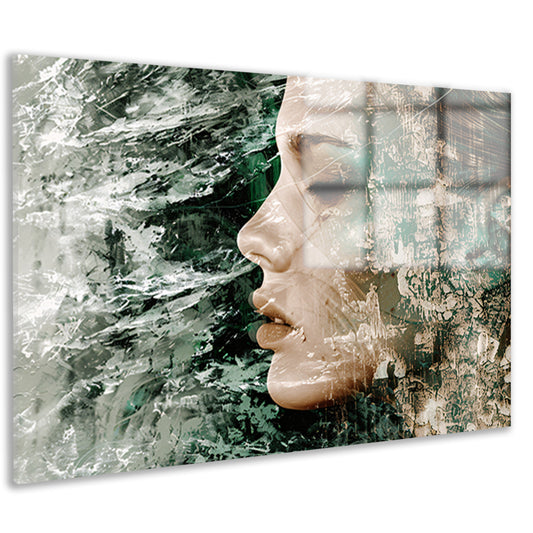 Abstract Gezicht met Dynamische Texturen acrylglas