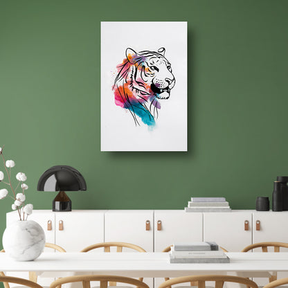 Abstracte Kleurrijke Tijger Lijntekening poster