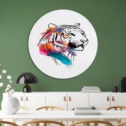 Abstracte Kleurrijke Tijger Lijntekening forex muurcirkel