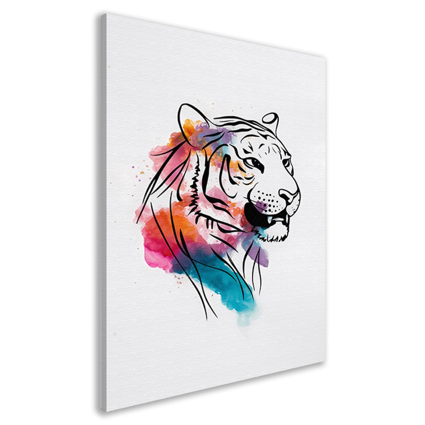 Abstracte Kleurrijke Tijger Lijntekening canvas