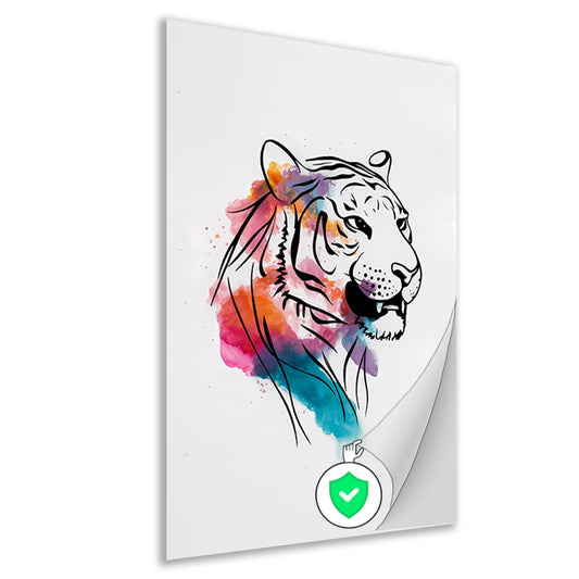 Abstracte Kleurrijke Tijger Lijntekening poster