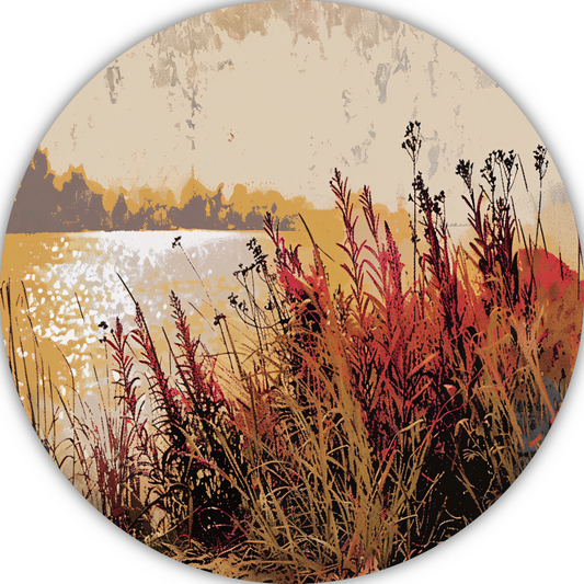 Impressionistische waterlelies aluminium muurcirkel