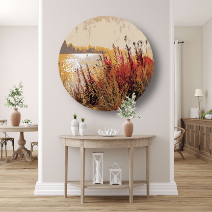 Impressionistische waterlelies aluminium muurcirkel