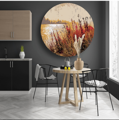 Impressionistische waterlelies aluminium muurcirkel