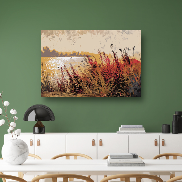 Impressionistische waterlelies canvas met baklijst