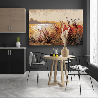 Impressionistische waterlelies canvas met baklijst