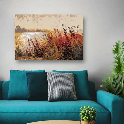 Impressionistische waterlelies canvas met baklijst