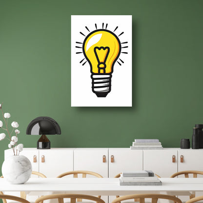 Kleurrijk illustratie van een gloeilamp canvas met baklijst