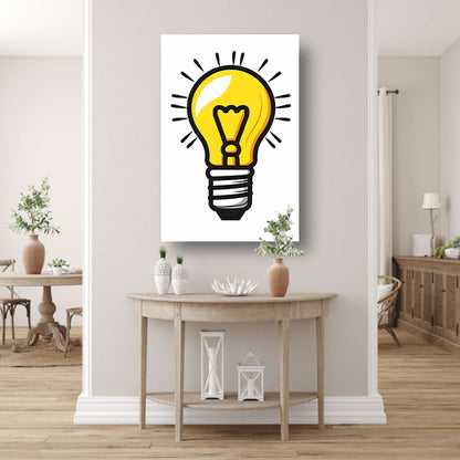 Kleurrijk illustratie van een gloeilamp canvas met baklijst