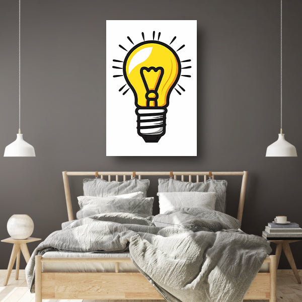 Kleurrijk illustratie van een gloeilamp canvas met baklijst