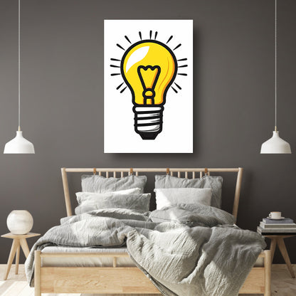 Kleurrijk illustratie van een gloeilamp canvas met baklijst