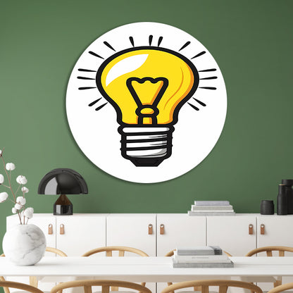 Kleurrijk illustratie van een gloeilamp aluminium muurcirkel