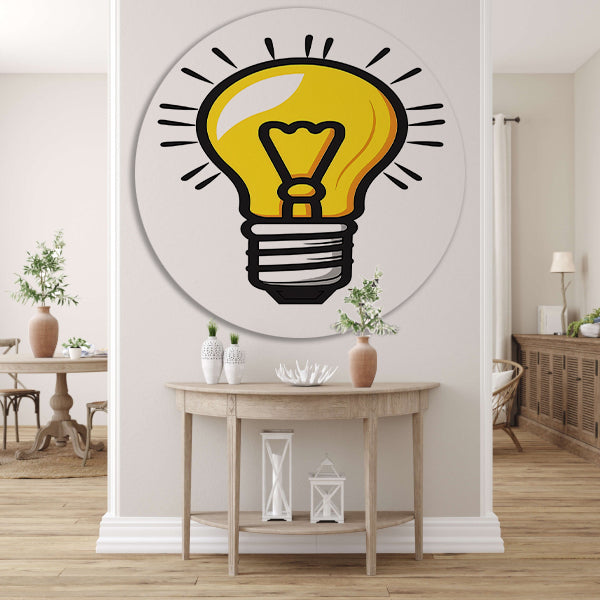 Kleurrijk illustratie van een gloeilamp aluminium muurcirkel