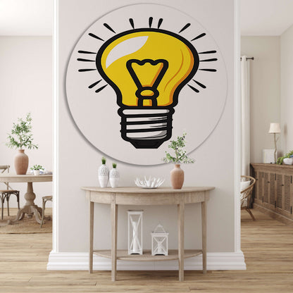 Kleurrijk illustratie van een gloeilamp aluminium muurcirkel