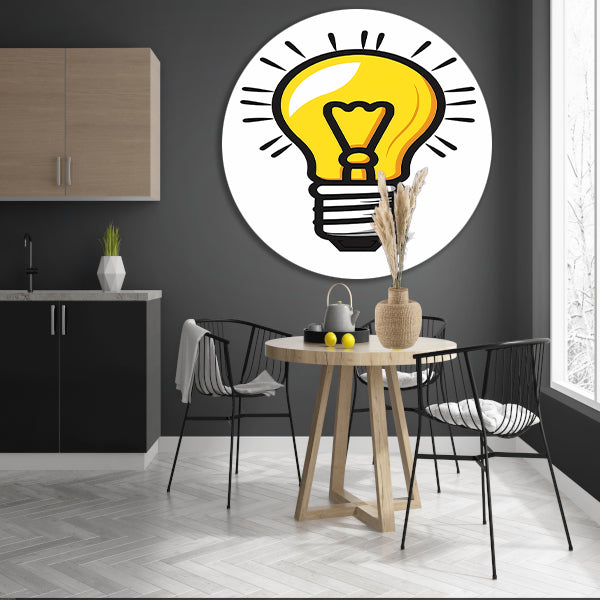 Kleurrijk illustratie van een gloeilamp aluminium muurcirkel