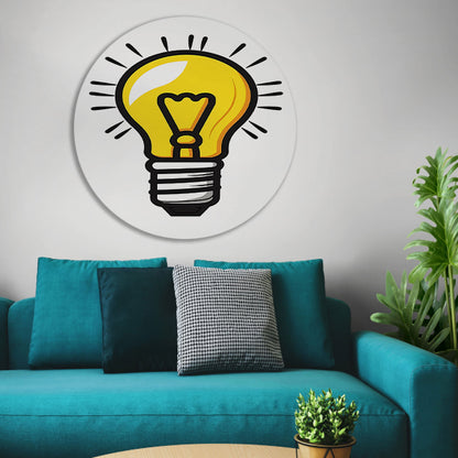 Kleurrijk illustratie van een gloeilamp aluminium muurcirkel