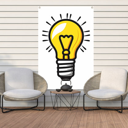 Kleurrijk illustratie van een gloeilamp tuinposter