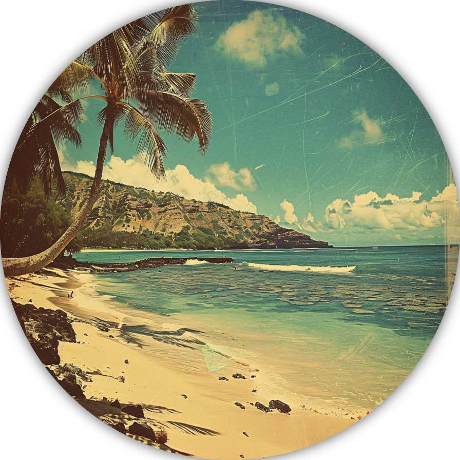 Tropisch Strand met Palmbomen forex muurcirkel