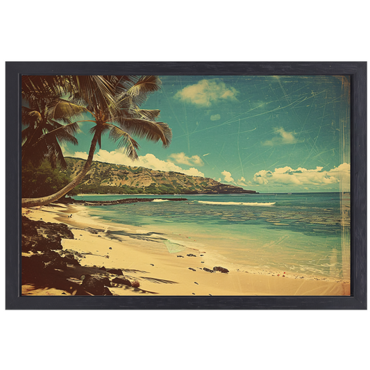 Tropisch Strand met Palmbomen canvas met baklijst