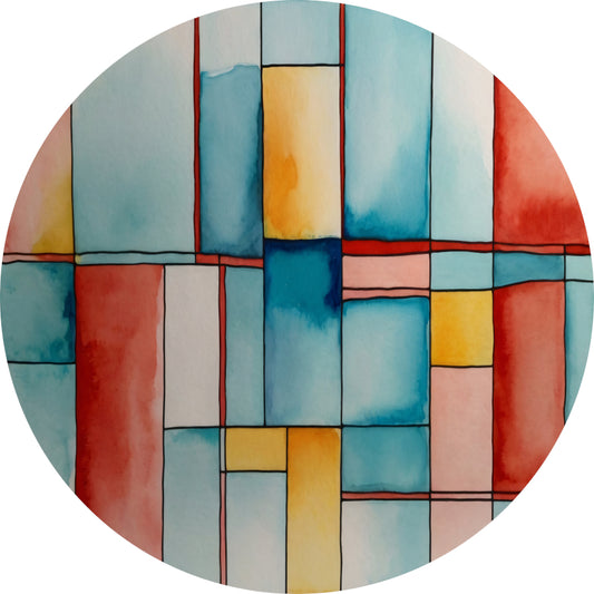 Kleurrijk Abstract Minimalisme in Aquarel aluminium muurcirkel