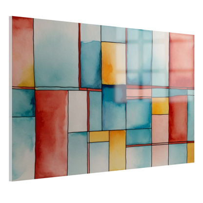 Kleurrijk Abstract Minimalisme in Aquarel acrylglas