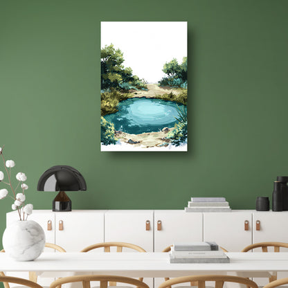 Digitale Kunst: Verborgen Poel in Weelderig Groen canvas