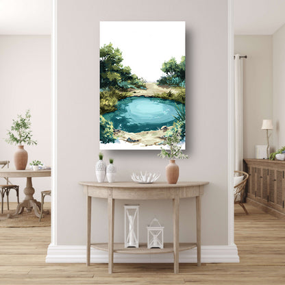 Digitale Kunst: Verborgen Poel in Weelderig Groen canvas