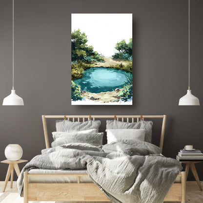 Digitale Kunst: Verborgen Poel in Weelderig Groen canvas