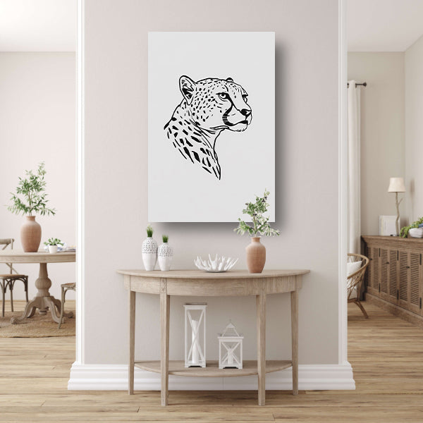 Minimalistisch lijnportret van een luipaard canvas
