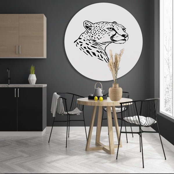 Minimalistisch lijnportret van een luipaard forex muurcirkel