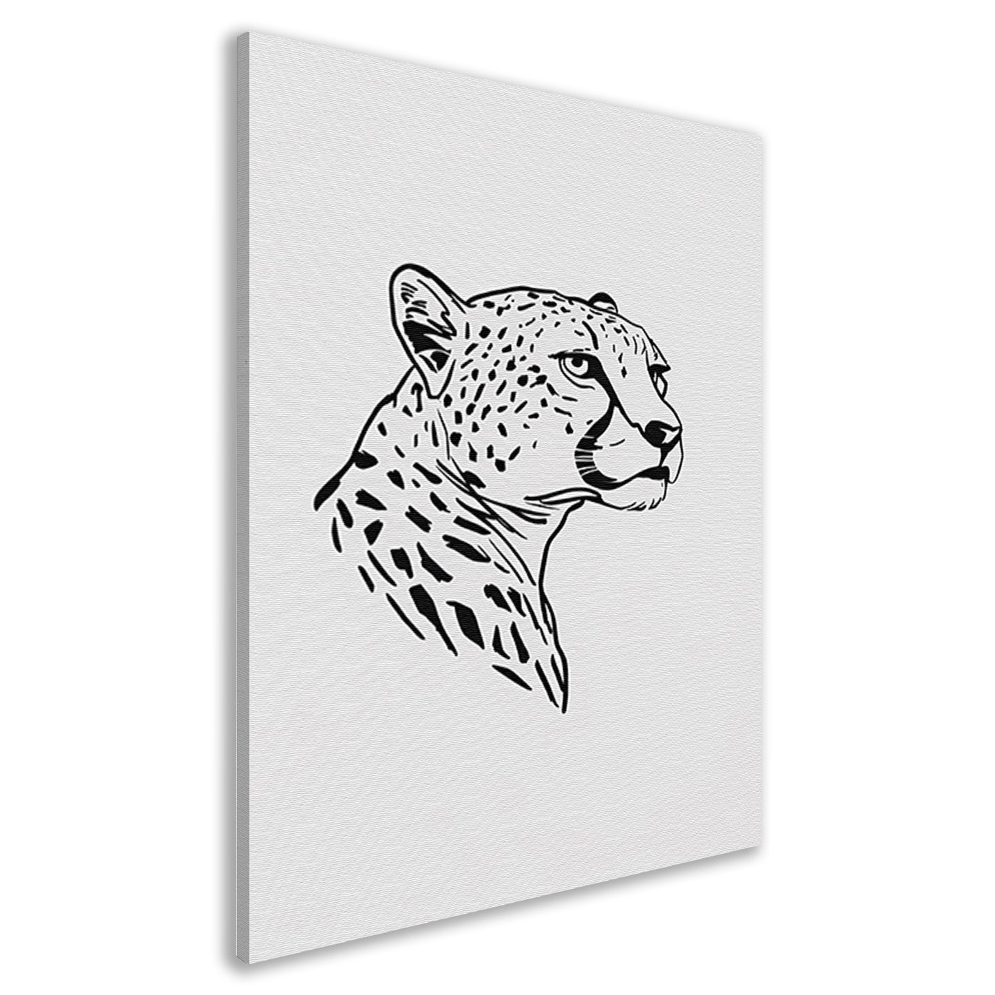 Minimalistisch lijnportret van een luipaard canvas
