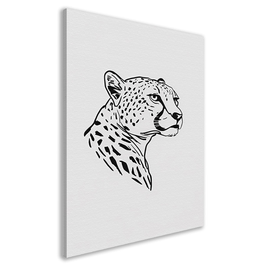 Minimalistisch lijnportret van een luipaard canvas