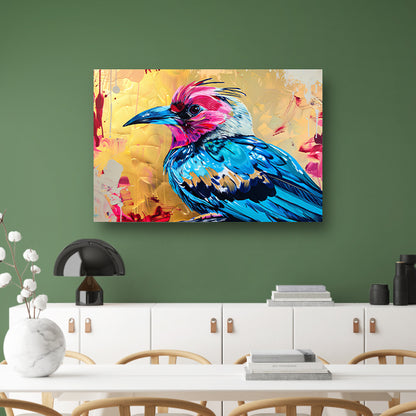 Realistische kleurrijke abstracte vogelkunst canvas met baklijst