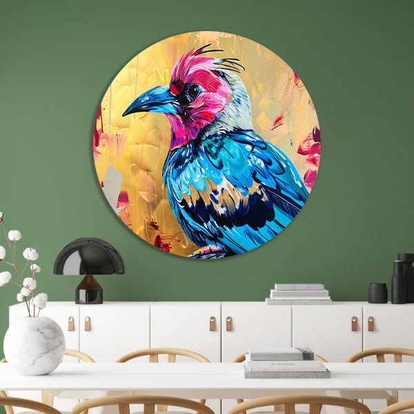 Realistische kleurrijke abstracte vogelkunst forex muurcirkel