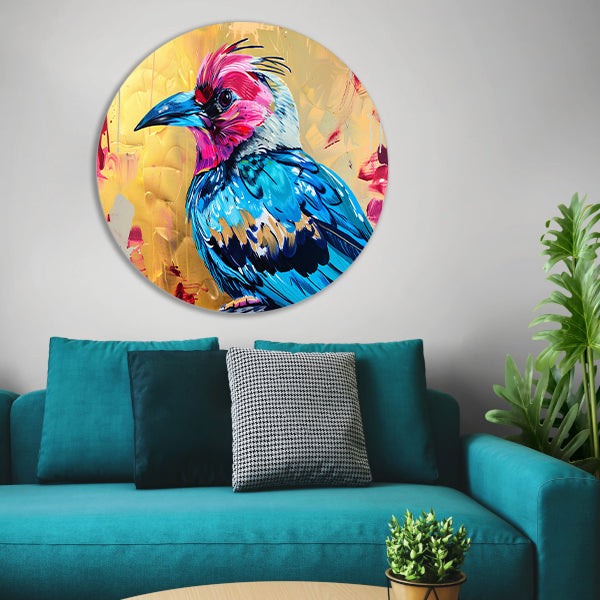 Realistische kleurrijke abstracte vogelkunst forex muurcirkel