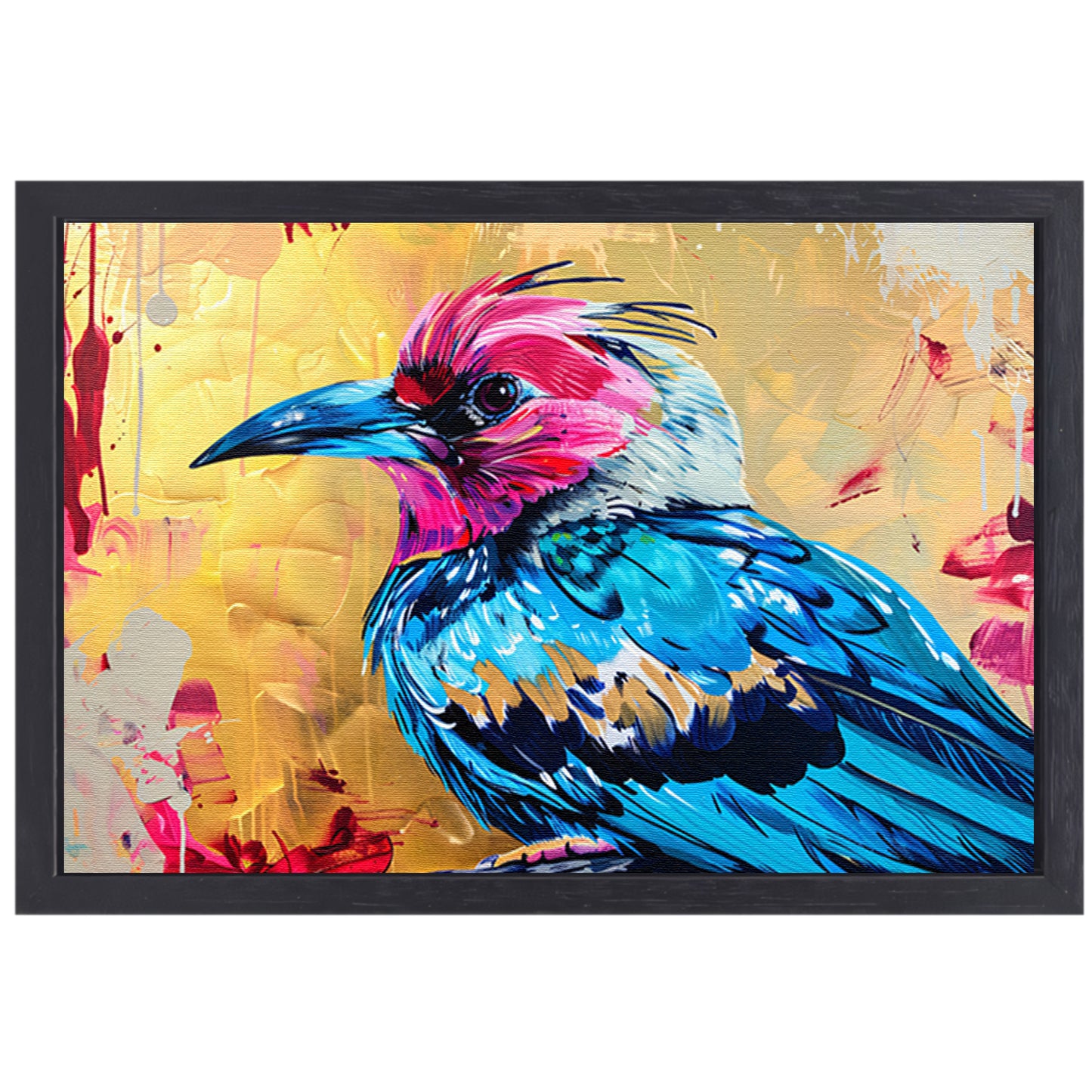 Realistische kleurrijke abstracte vogelkunst canvas met baklijst