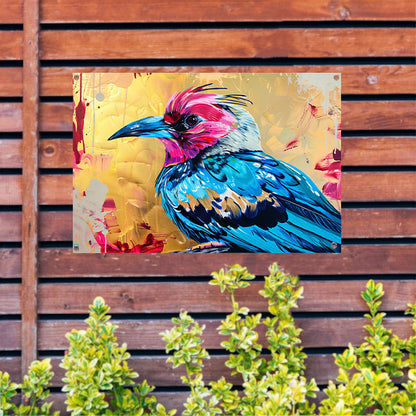 Realistische kleurrijke abstracte vogelkunst tuinposter