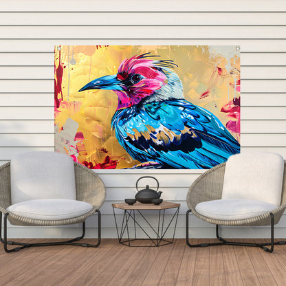 Realistische kleurrijke abstracte vogelkunst tuinposter