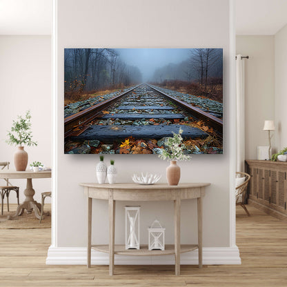 Spoor door landschap canvas