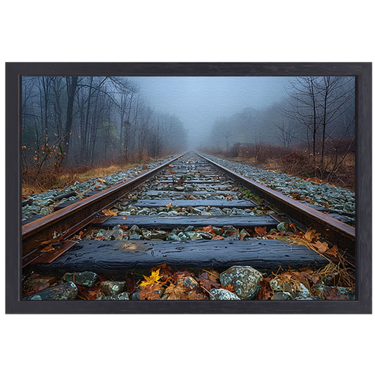 Spoor door landschap canvas met baklijst