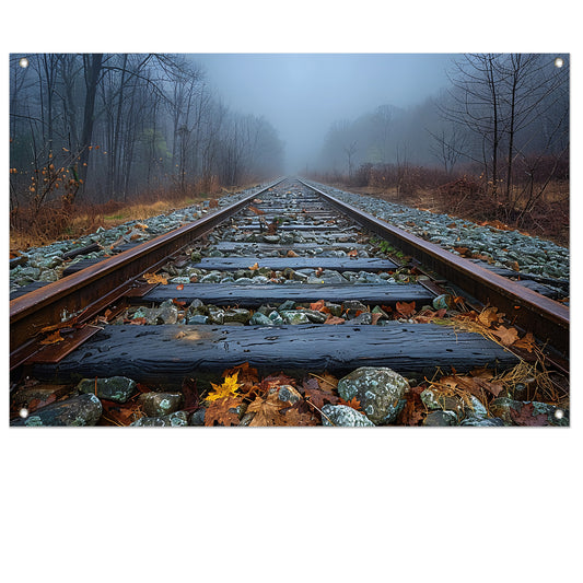 Spoor door landschap tuinposter