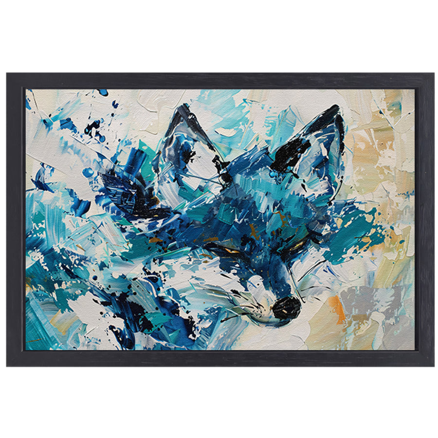 Abstract schilderij van een kleurrijke vos canvas met baklijst
