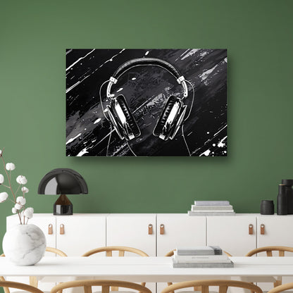 Abstracte koptelefoon met spetterende achtergrondcanvas