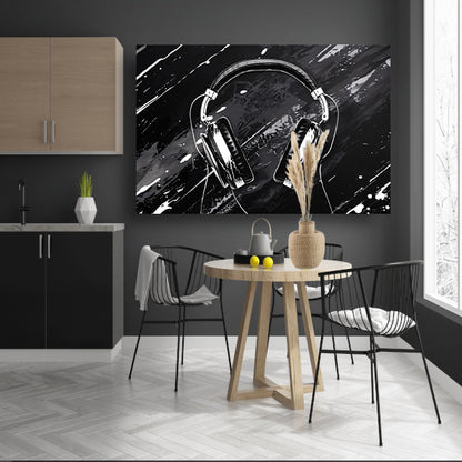 Abstracte koptelefoon met spetterende achtergrondcanvas