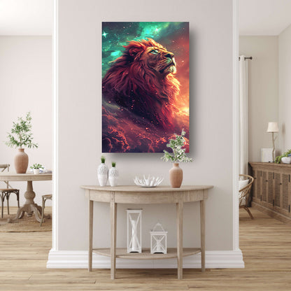 Magische leeuw onder een sterrenhemel canvas
