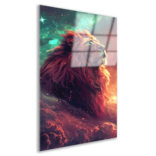 Magische leeuw onder een sterrenhemel acrylglas