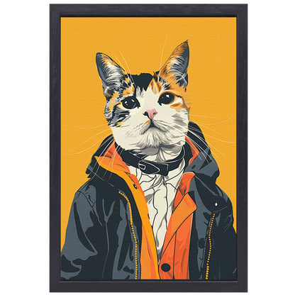 Coole Kat in Kleurrijk Regenjas canvas met baklijst