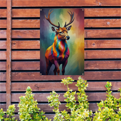 Geometrisch Kleurrijk Hert in Abstracte Stijl tuinposter