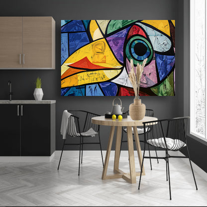 Abstracte kleurrijke vogel met geometrische vormen acrylglas