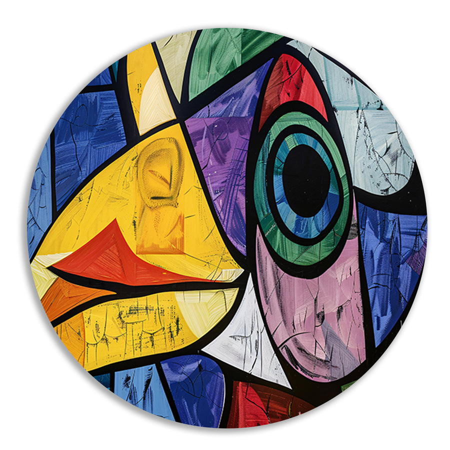 Abstracte kleurrijke vogel met geometrische vormen forex muurcirkel